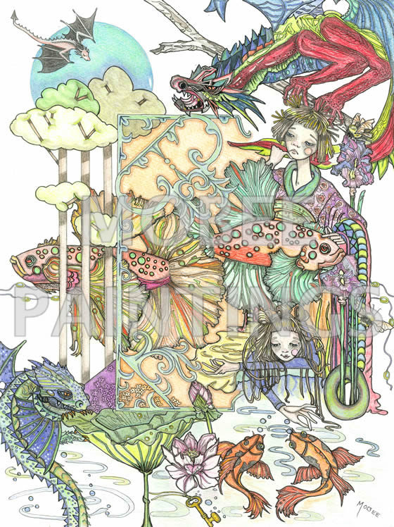 Fishing Watercolour, Pencil and Ink